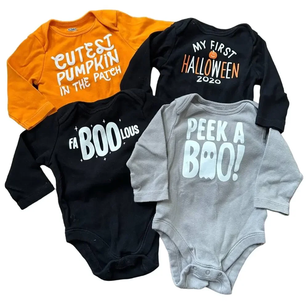 Old Navy Halloween onesie bodysuit bundle, 3-6 months (set of 4)
